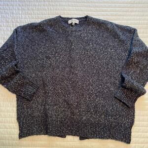 John + Jenn Women's Navy Lace Up Back Long Sleeve Sweater, size Small